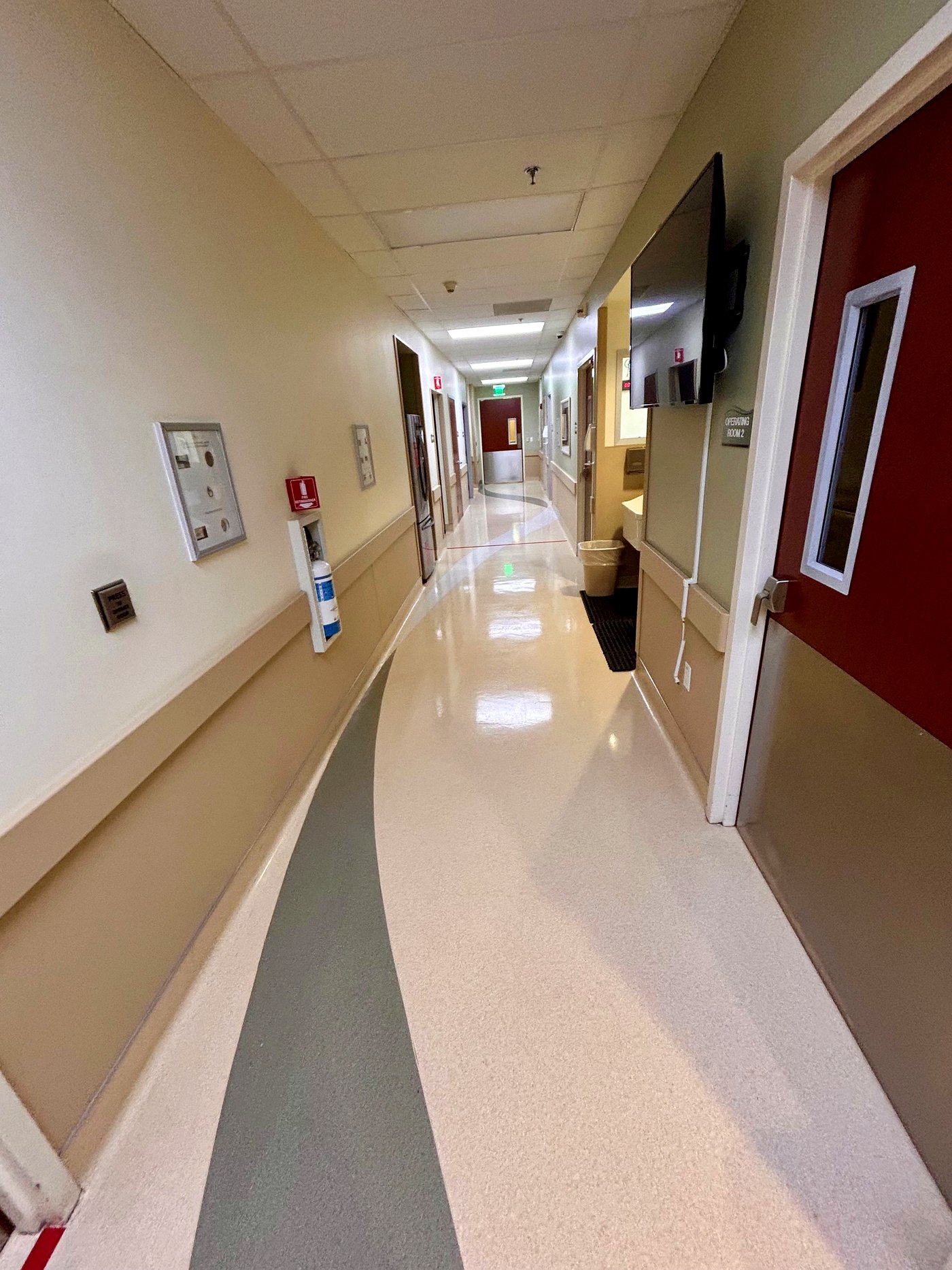Surgical suite hallway after cleaning