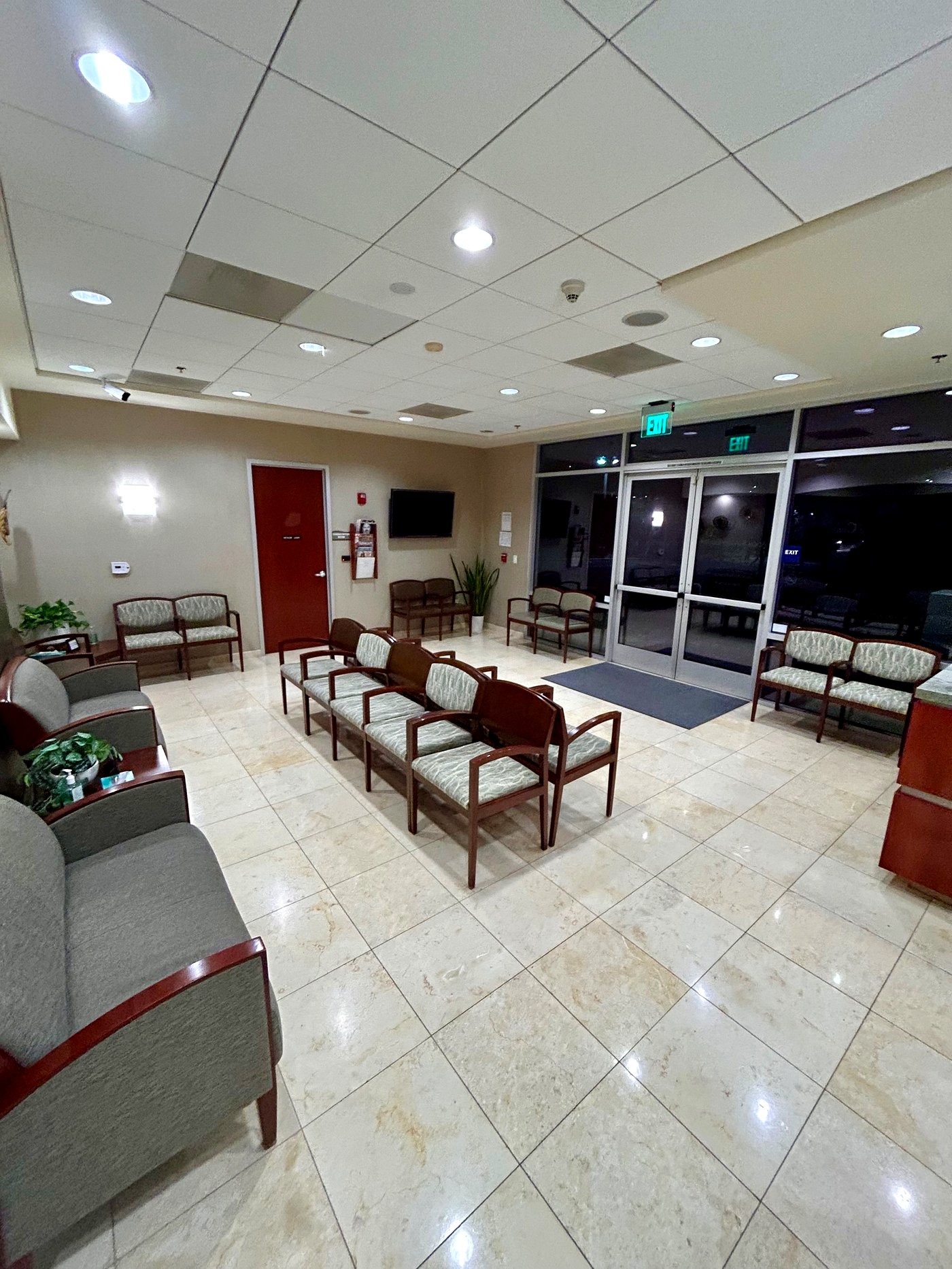 Patient waiting area after cleaning